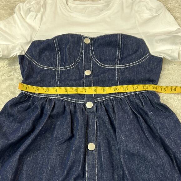 Seattle denim fit and flare button down bustier fit and flare dress, size L - Picture 6 of 7